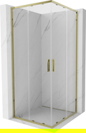 Cabine de douche carrée coulissante Mexen Exo 90 x 90 cm, transparente, or - 8111-090-090-50-00