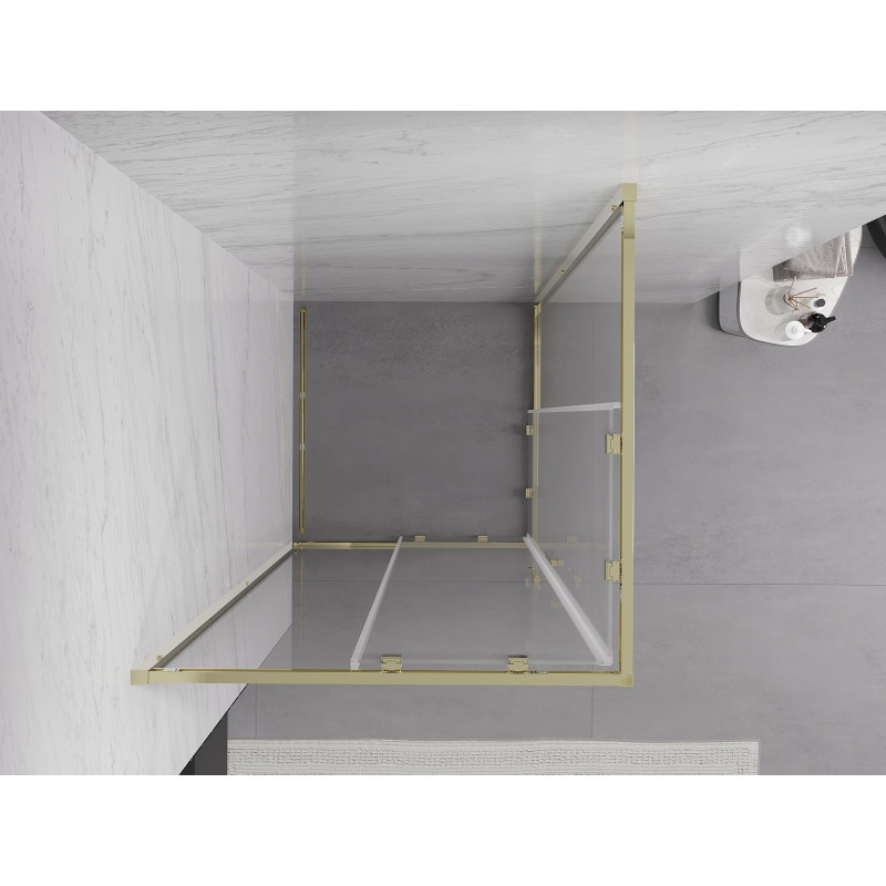 Mexen Exo-S Duo cabine de douche carrée coulissante 90 x 90 cm, transparent, dorée - 8111-090-090-50-00