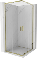 Mexen Exo-S Duo cabine de douche carrée coulissante 100 x 100 cm, transparente, dorée - 8111-100-100-50-00