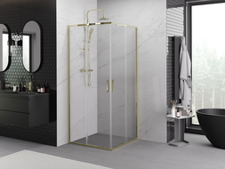 Mexen Exo cabine de douche carrée coulissante 100 x 100 cm, transparent, dorée - 8111-100-100-50-00