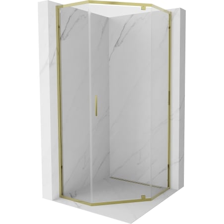 Mexen Exo cabine de douche pentagonale pivotante 80 x 80 cm, transparent, or - 812-080-080-50-00