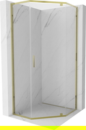 Mexen Exo cabine de douche pentagonale pivotante 80 x 80 cm, transparent, or - 812-080-080-50-00