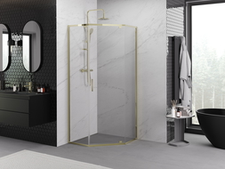 Mexen Exo cabine de douche pentagonale pivotante 80 x 80 cm, transparent, or - 812-080-080-50-00