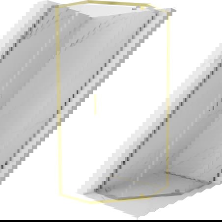 Mexen Exo cabine de douche pentagonale pivotante 90 x 90 cm, transparente, dorée - 812-090-090-50-00