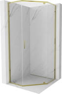Mexen Exo-R cabine de douche pentagonale pivotante 90 x 90 cm, transparente, dorée - 812-090-090-50-00