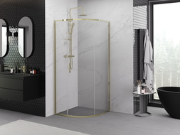 Mexen Exo cabine de douche demi-circulaire coulissante 70 x 70 cm, transparent, or - 8131-070-070-50-00