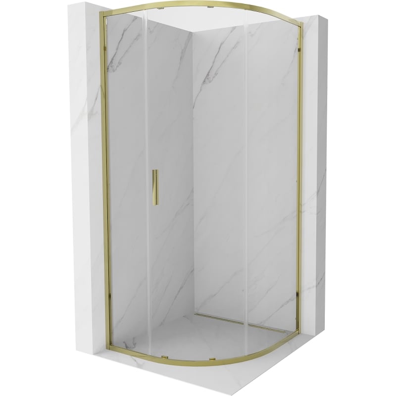 Mexen Exo cabine de douche semi-circulaire coulissante 70 x 70 cm, transparent, doré - 8131-070-070-50-00