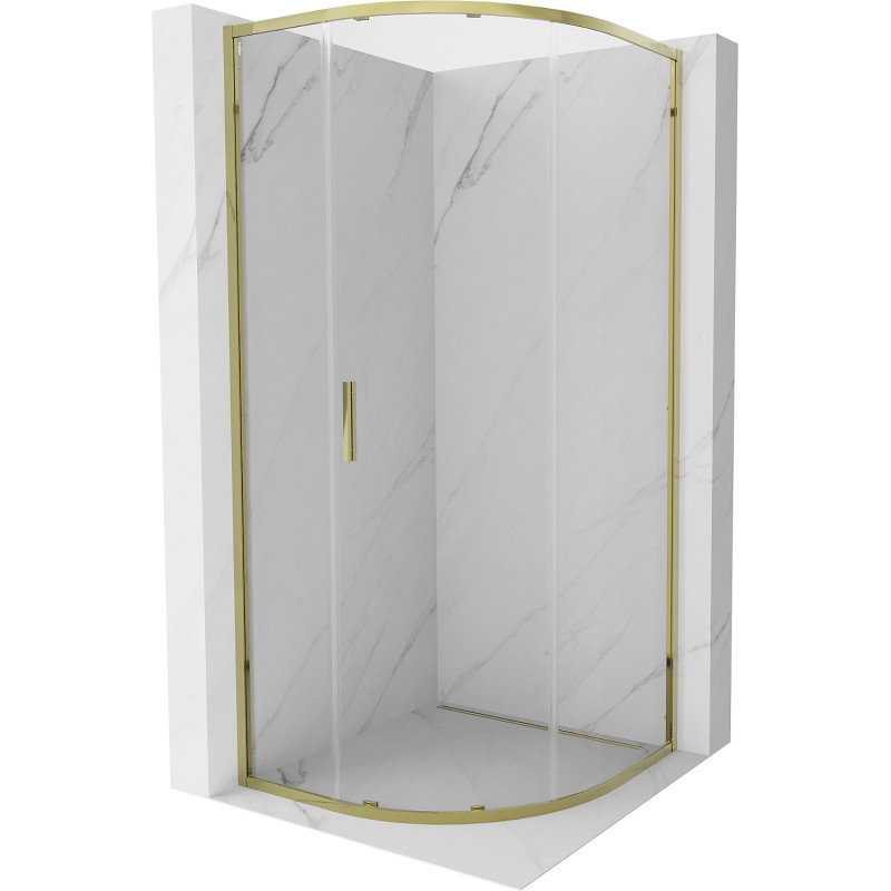 Mexen Exo-S cabine de douche semi-circulaire coulissante 70 x 70 cm, transparente, dorée - 8131-070-070-50-00