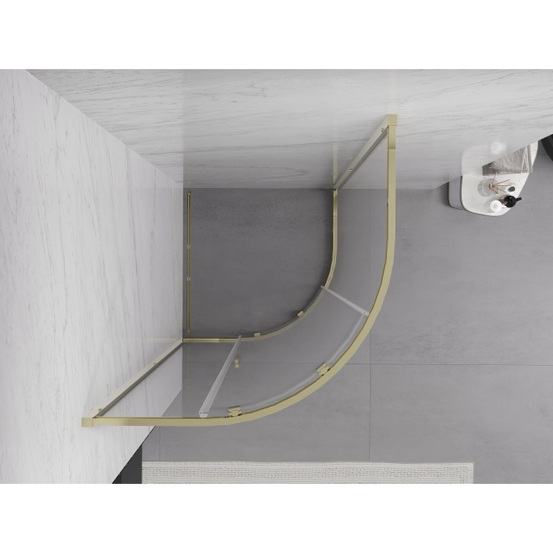 Mexen Exo-S cabine de douche semi-circulaire coulissante 70 x 70 cm, transparente, dorée - 8131-070-070-50-00
