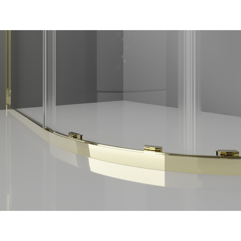 Mexen Exo-S cabine de douche quart de cercle coulissante 90 x 80 cm, transparente, dorée - 8131-090-080-50-00