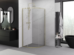 Mexen Exo cabine de douche semi-circulaire coulissante 90 x 90 cm, transparent, or - 8131-090-090-50-00