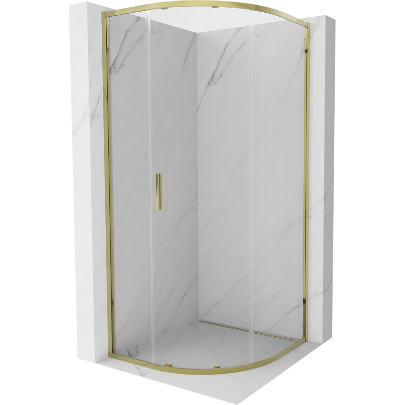 Mexen Exo cabine de douche semi-circulaire coulissante 90 x 90 cm, transparent, or - 8131-090-090-50-00