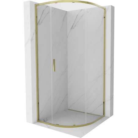 Mexen Exo-S cabine de douche semi-circulaire coulissante 90 x 90 cm, transparent, dorée - 8131-090-090-50-00