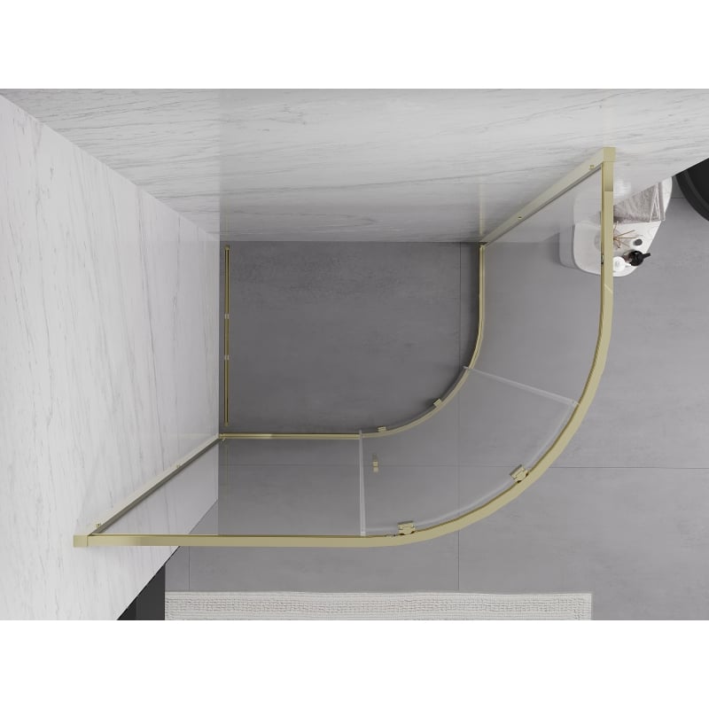 Mexen Exo cabine de douche semi-circulaire coulissante 100 x 90 cm, transparent, or - 8131-100-090-50-00