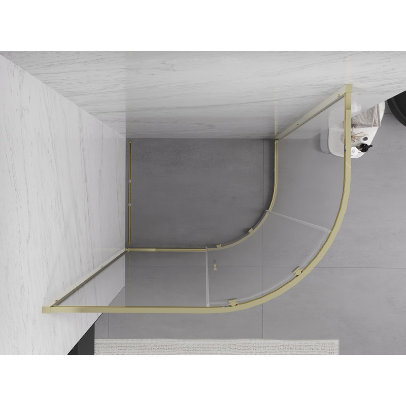 Mexen Exo-S cabine de douche semi-circulaire coulissante 100 x 90 cm, transparente, dorée - 8131-100-090-50-00