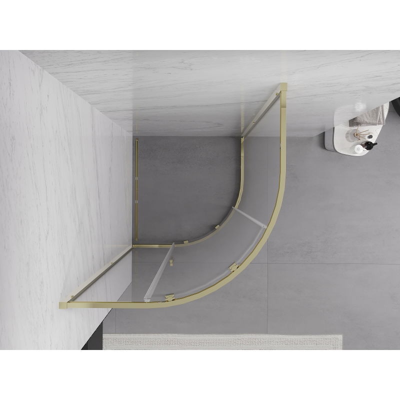 Mexen Exo cabine de douche quart de cercle coulissante 100 x 100 cm, transparent, or - 8131-100-100-50-00