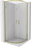 Mexen Exo-S Duo cabine de douche semi-circulaire coulissante 80 x 80 cm, transparent, dorée - 8132-080-080-50-00