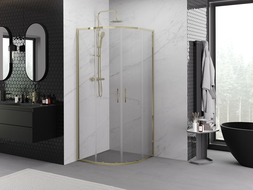 Cabine de Douche Demi-circulaire Coulissante Mexen Exo 80 x 80 cm, Transparent, Doré - 8132-080-080-50-00