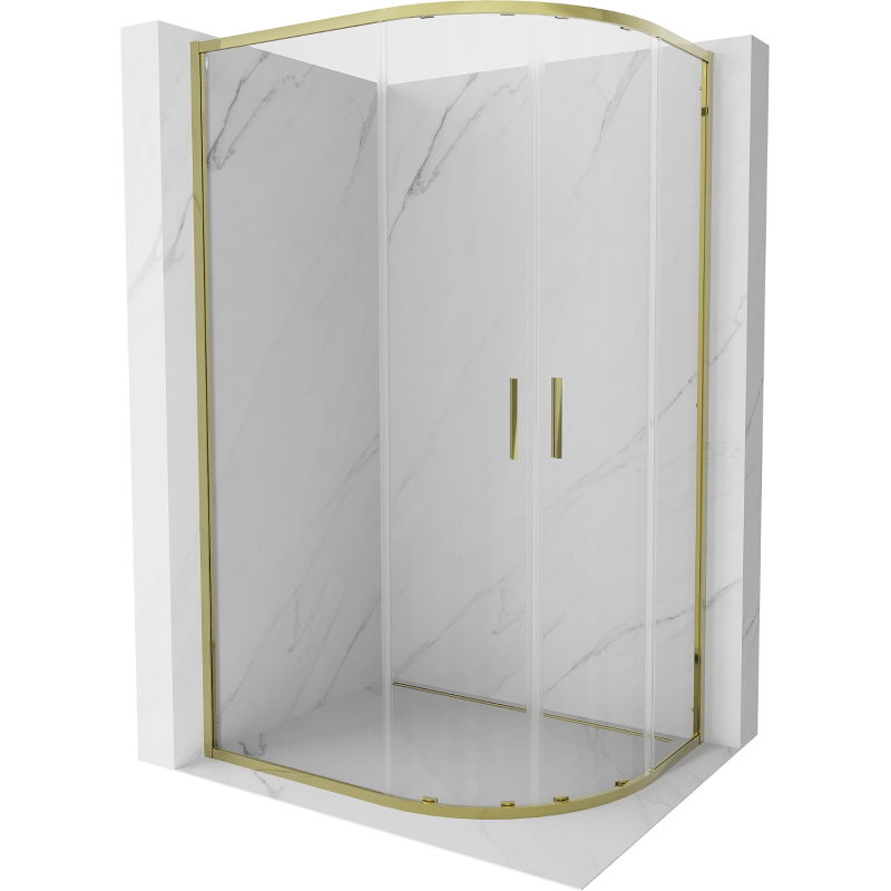 Mexen Exo cabine de douche semi-circulaire coulissante 90 x 80 cm, transparent, doré - 8132-090-080-50-00