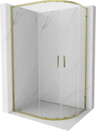 Mexen Exo-S Duo cabine de douche semi-circulaire coulissante 90 x 80 cm, transparente, dorée - 8132-090-080-50-00