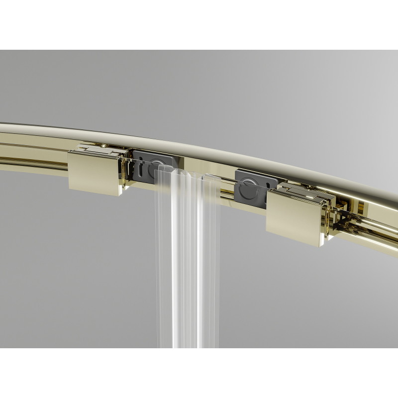 Mexen Exo cabine de douche quart de cercle coulissante 100 x 80 cm, transparent, dorée - 8132-100-080-50-00