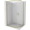 Mexen Exo-S Duo cabine de douche semi-circulaire coulissante 100 x 80 cm, transparente, dorée - 8132-100-080-50-00