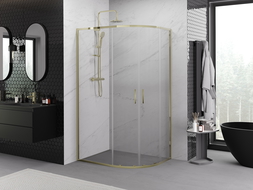 Mexen Exo cabine de douche semi-circulaire coulissante 100 x 80 cm, transparent, or - 8132-100-080-50-00