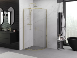 Mexen Exo cabine de douche demi-ronde coulissante 90 x 90 cm, transparente, or - 8132-090-090-50-00