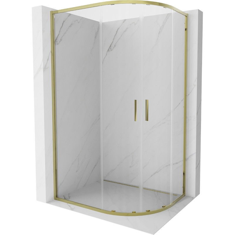 Mexen Exo-S Duo cabine de douche semi-circulaire coulissante 100 x 90 cm, transparent, or - 8132-100-090-50-00