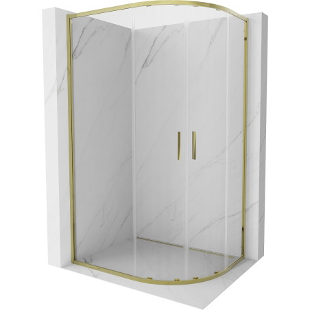 Mexen Exo-S Duo cabine de douche semi-circulaire coulissante 120 x 90 cm, transparent, dorée - 8132-120-090-50-00