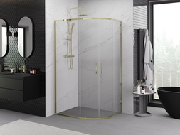 Mexen Exo cabine de douche demi-circulaire coulissante 120 x 90 cm, transparent, or - 8132-120-090-50-00