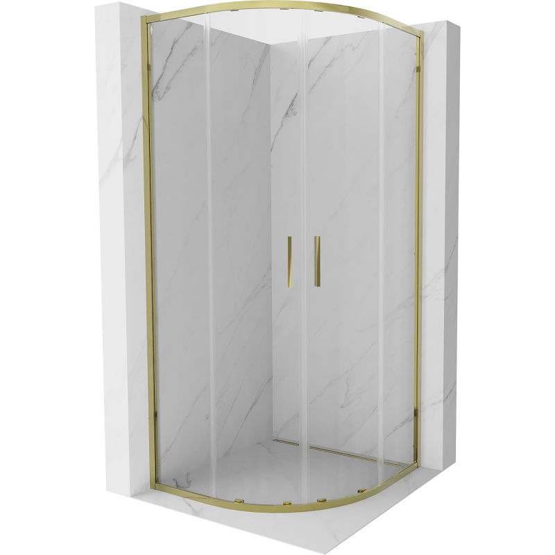 Mexen Exo cabine de douche demi-circulaire coulissante 100 x 100 cm, transparent, dorée - 8132-100-100-50-00