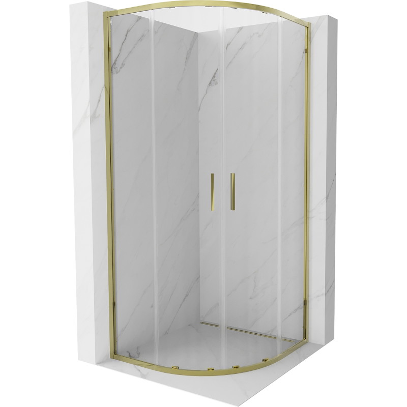 Mexen Exo-S Duo cabine de douche semi-circulaire coulissante 100 x 100 cm, transparent, or - 8132-100-100-50-00