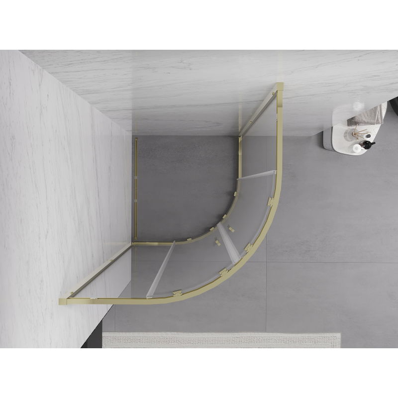 Mexen Exo cabine de douche arrondie coulissante 100 x 100 cm, transparent, or - 8132-100-100-50-00