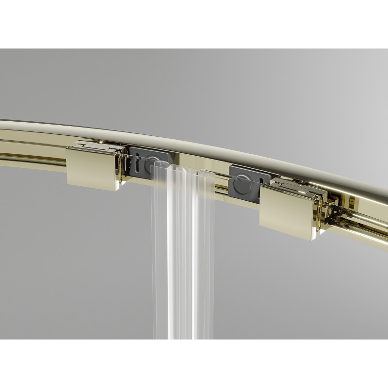 Mexen Exo-S Duo cabine de douche semi-circulaire coulissante 100 x 100 cm, transparent, or - 8132-100-100-50-00