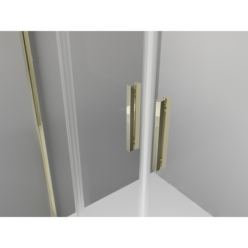 Mexen Exo-S Duo cabine de douche semi-circulaire coulissante 100 x 100 cm, transparent, or - 8132-100-100-50-00