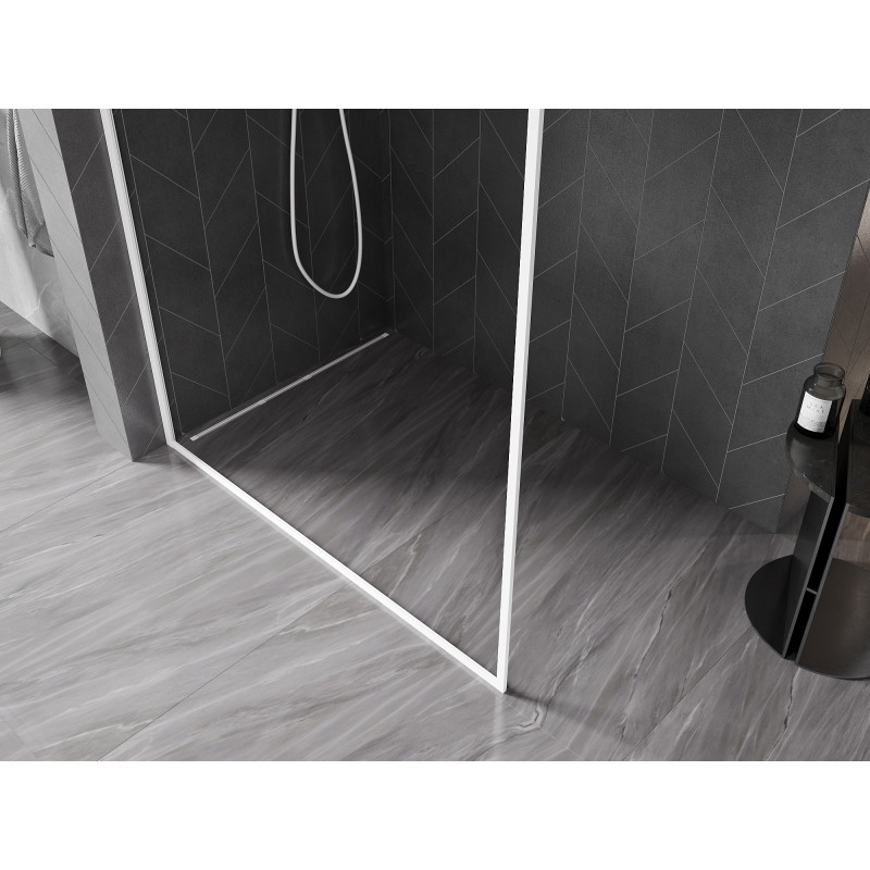 Mexen Kioto-F paroi de douche Walk-in avec cadre 110 x 202 cm, transparent 8 mm, blanc - 800-110-104-20-00
