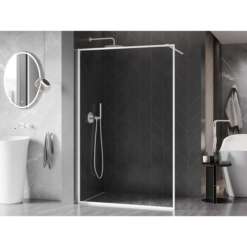 Mexen Kioto-F paroi de douche Walk-in avec cadre 110 x 202 cm, transparent 8 mm, blanc - 800-110-104-20-00