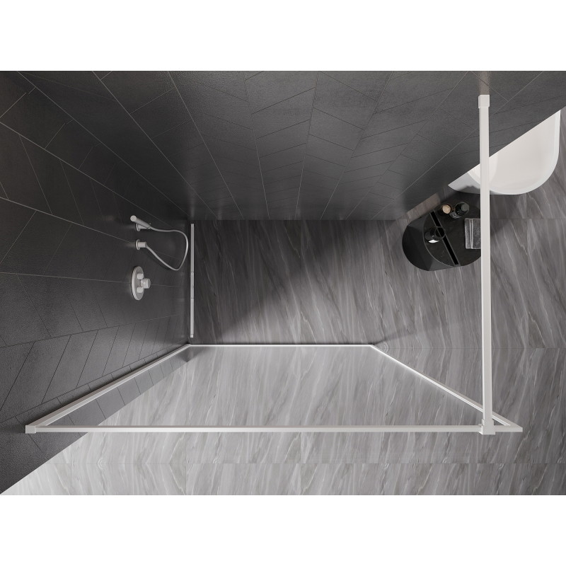 Mexen Kioto-F paroi de douche Walk-in avec cadre 155 x 202 cm, transparent 8 mm, blanc - 800-155-104-20-00