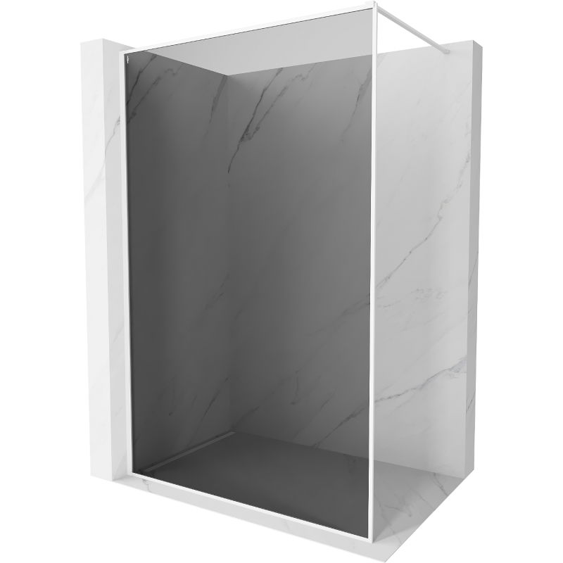 Mexen Kioto-F paroi de douche Walk-in avec cadre 140 x 202 cm, graphite 8 mm, blanc - 800-140-104-20-40