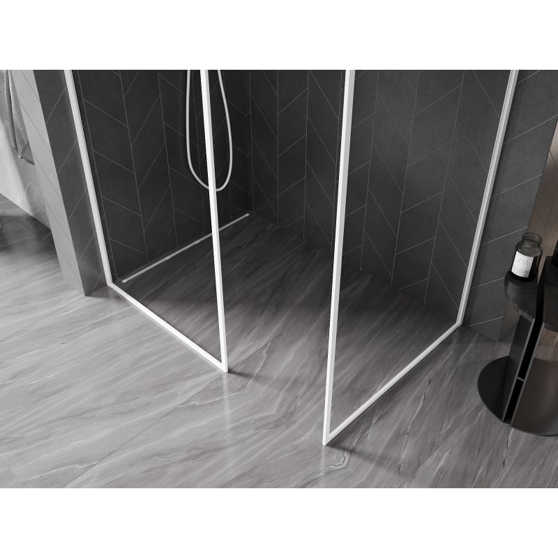 Mexen Kioto-F paroi de douche Walk-in avec cadre 110 x 70 cm, transparent 8 mm, blanc - 800-110-202-04-20-070