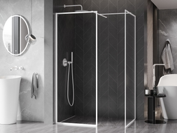 Mexen Kioto-F paroi de douche Walk-in avec cadre 90 x 80 cm, transparent 8 mm, blanc - 800-090-202-04-20-080