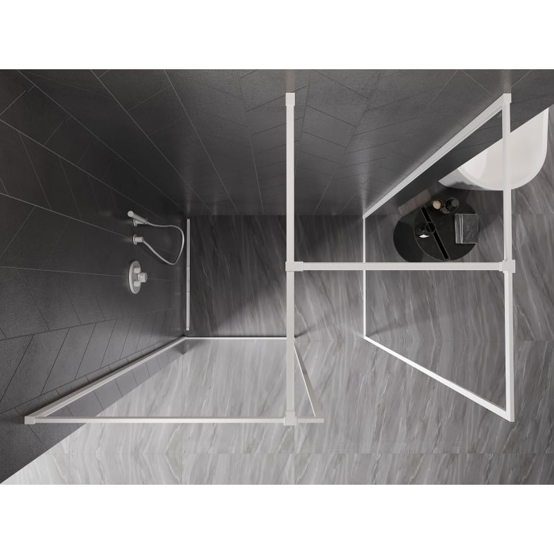 Mexen Kioto-F paroi de douche Walk-in avec cadre 130 x 80 cm, transparent 8 mm, blanc - 800-130-202-04-20-080