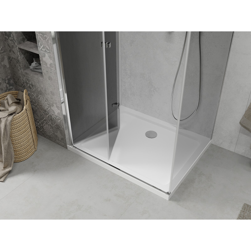 Mexen Lima cabine de douche pliante 80 x 110 cm, graphite, chrom + bac à douche plat, blanc - 856-080-110-01-40-4010