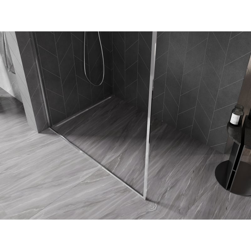 Mexen Kioto-F paroi de douche Walk-in avec cadre 145 x 202 cm, transparent 8 mm, chrome - 800-145-104-01-00