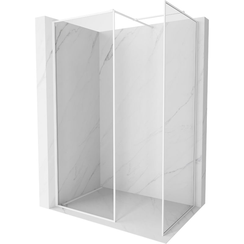 Mexen Kioto-F paroi de douche Walk-in avec cadre 125 x 90 cm, transparent 8 mm, blanc - 800-125-202-04-20-090