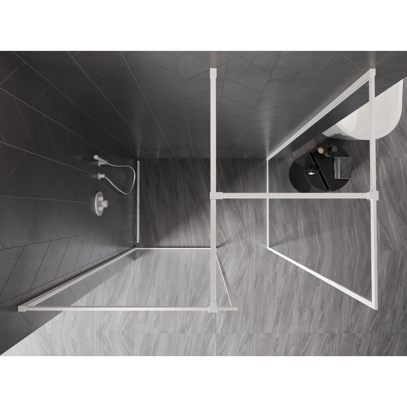 Mexen Kioto-F paroi de douche Walk-in avec cadre 130 x 90 cm, transparent 8 mm, blanc - 800-130-202-04-20-090