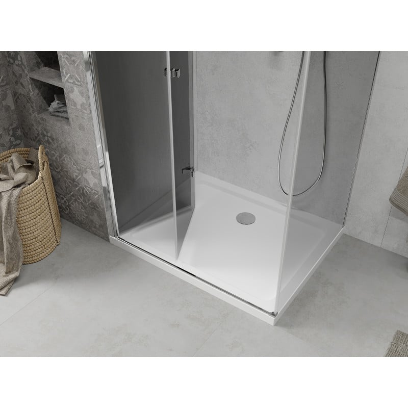 Mexen Lima cabine de douche pliante 80 x 120 cm, graphite, chrome + receveur Flat, blanc - 856-080-120-01-40-4010