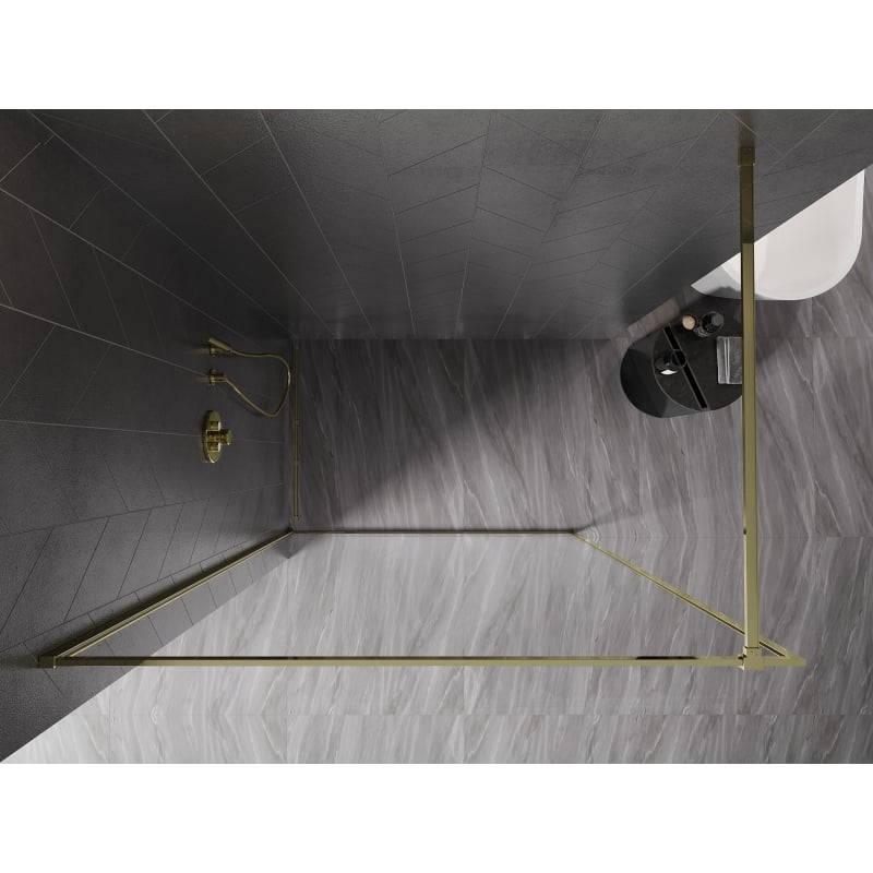 Mexen Kioto-F cloison de douche Walk-in avec cadre 180 x 202 cm, transparent 8 mm, doré - 800-180-104-50-00