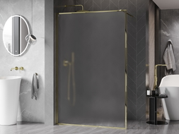 Mexen Kioto-F paroi de douche Walk-in avec cadre 130 x 202 cm, givre 8 mm, or - 800-130-104-50-30